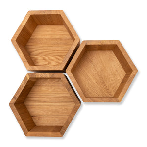 Set of 3 wooden hexagon honeycomb shelves