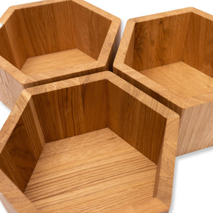 Set of 3 wooden hexagon honeycomb shelves