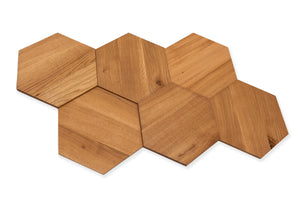 Wooden wall panels MIDI hexagons natural oak 3D