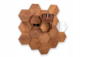 Set of 3 wooden hexagon honeycomb shelves