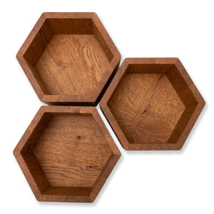 Set of 3 wooden hexagon honeycomb shelves