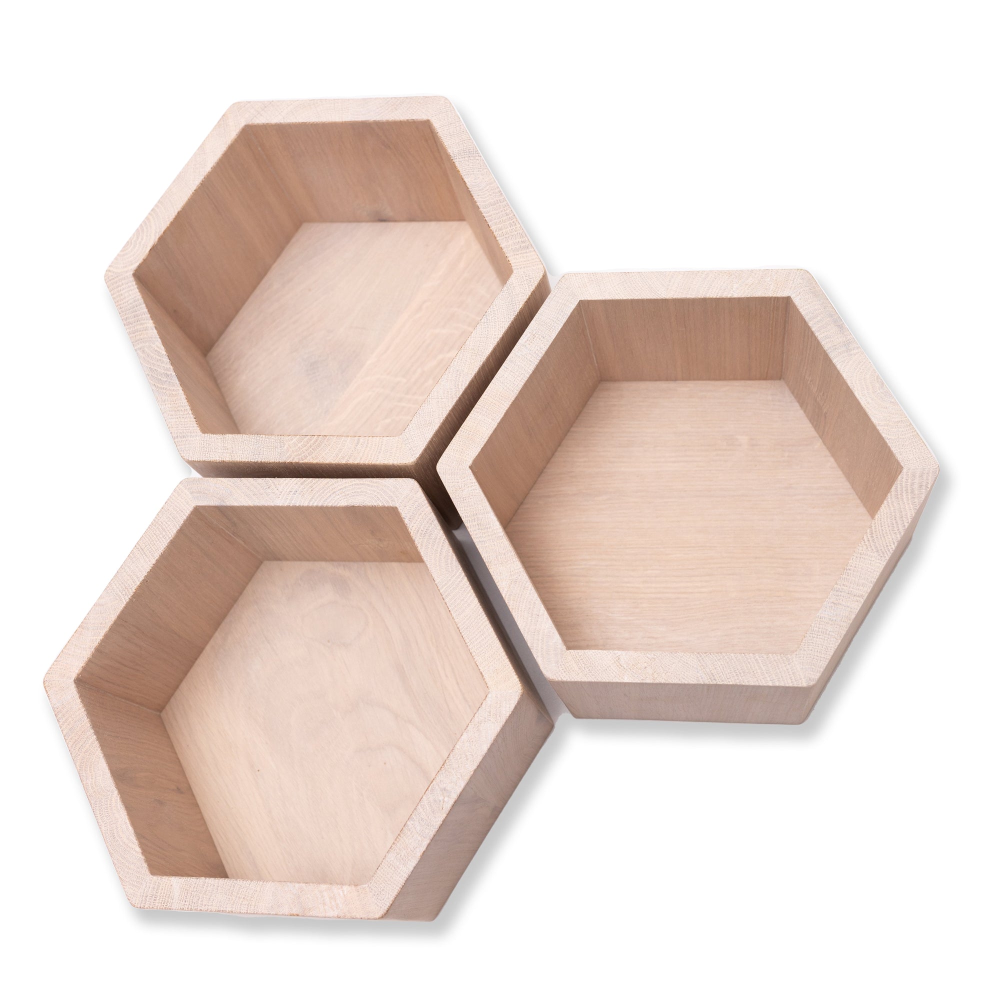 Set of 3 wooden hexagon honeycomb shelves