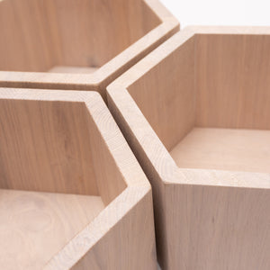 Set of 3 wooden hexagon honeycomb shelves