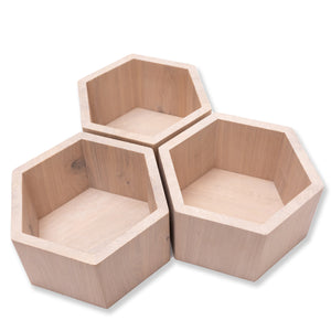 Set of 3 wooden hexagon honeycomb shelves