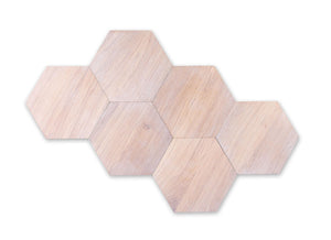 MIDI whitewashed hexagonal wooden wall panels