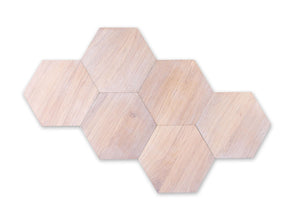 MAXI bleached hexagonal wooden wall panels