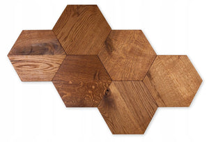 Midi chestnut hexagon wooden wall panels