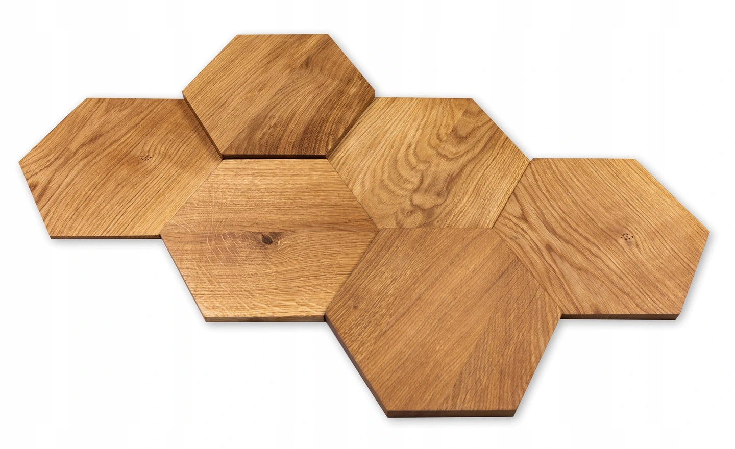 Wooden wall panels hexagons MINI natural oak 3D