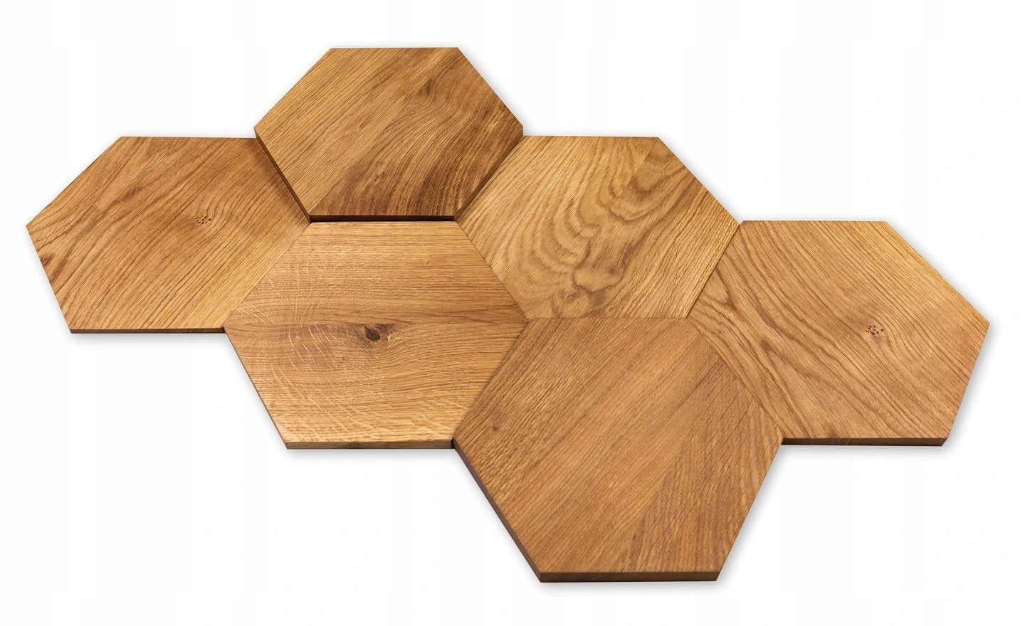 Wooden wall panels MIDI hexagons natural oak 3D