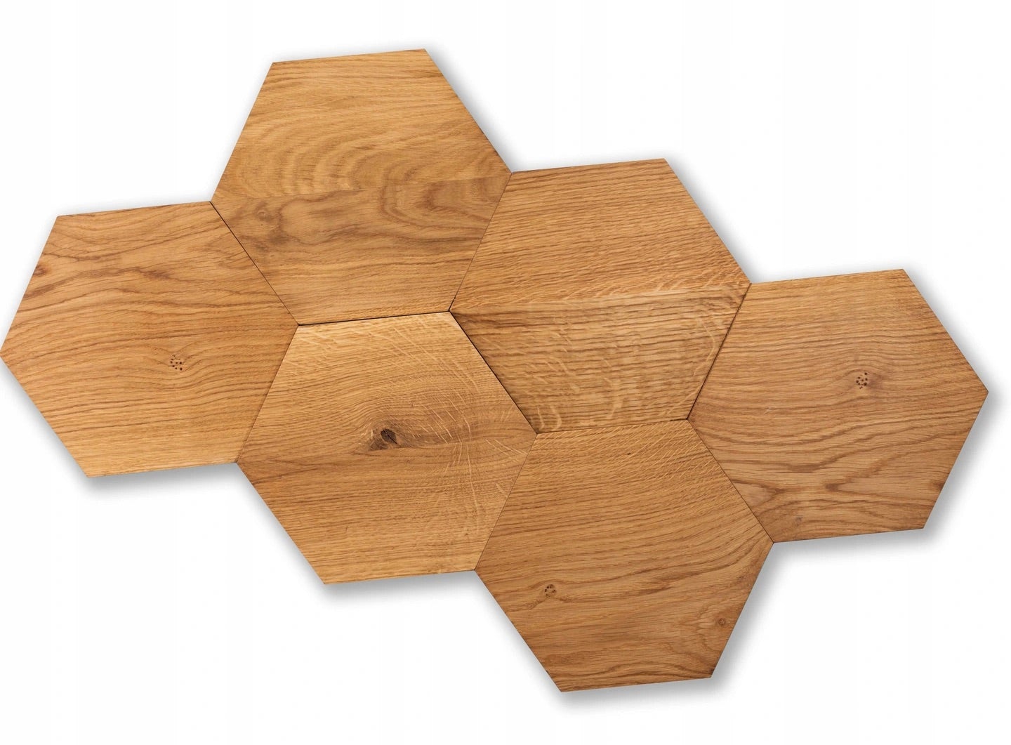 Wooden hexagon wall panels, natural oak MIDI