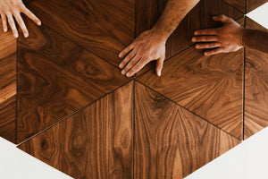 MEGA American walnut triangle wall panels