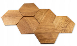 Wooden hexagonal wall panels MIDI royal oak 3D