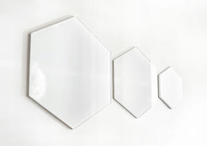 MAXI white hexagon glass wall panel