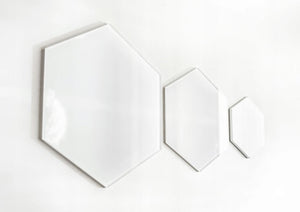 MIDI white hexagon glass wall panel