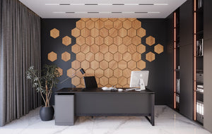 Whitewashed hexagon wooden wall panels MINI